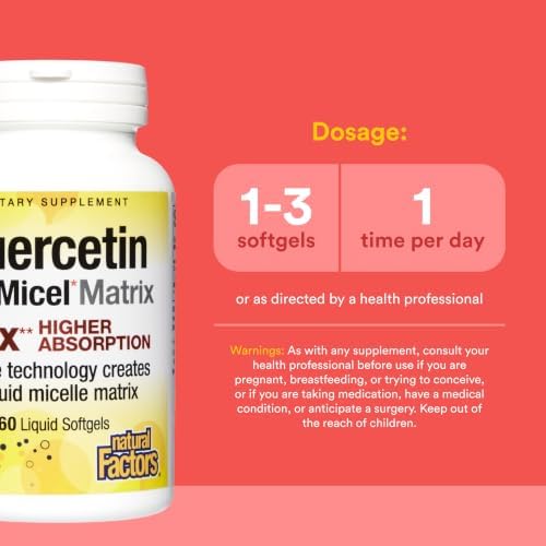 Natural Factors Quercetin LipoMicel Matrix 250 mg, 60 Softgels