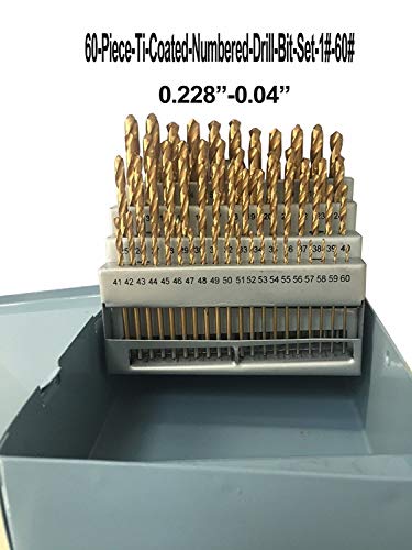 60Pc 1#-60# TiN Coated Drill Bit Set HSS Steel (0.228"-0.040") | A practical and affordable drilling bit, suitable for household use and DIY projects