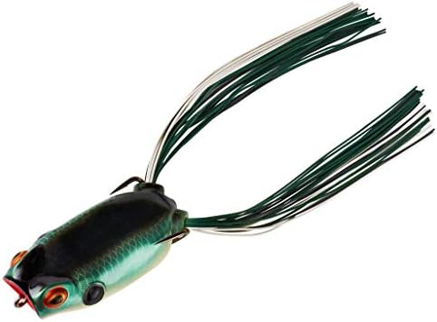 BOOYAH Poppin' Pad Crasher Topwater Bass Fishing Hollow Body Frog Lure with Weedless Hooks