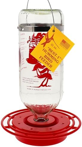 Birds Choice Best-1 Hummingbird Feeder | 32oz Nectar Capacity | Clear | Wide-Mouth Bottle for Easy Filling and Cleaning, Multiple Feeding Ports
