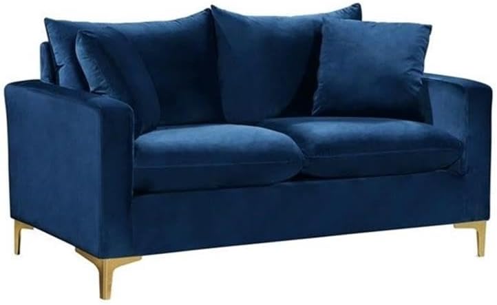 Meridian Furniture Naomi Collection Modern | Contemporary Grey Velvet Upholstered Loveseat with Stainless Steel Base in a Rich Gold or Chrome Finish, 633Grey-L