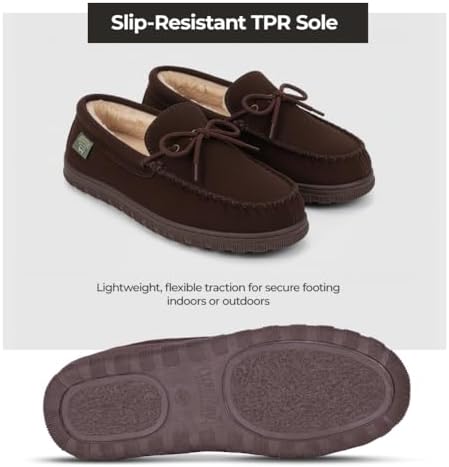 Cloud Nine Sheepskin Men's Moccasin Slippers - Classic Comfortable Slip-On Slippers for Men with Removable Insole