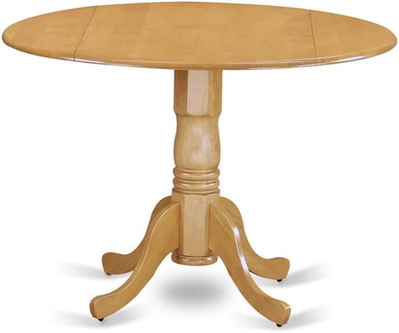 East West Furniture DLBO3-WHI-W 3 Piece Dining Room Table Set Contains a Round Kitchen Table with Dropleaf and 2 Dining Chairs, 42x42 Inch, Linen White