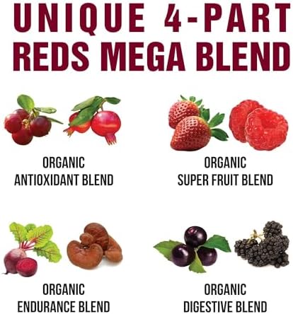Peak Performance Organic Reds Superfood Powder, Best Tasting Red Juice | Super Food w/ 25+ All Natural Ingredients & Polyphenols