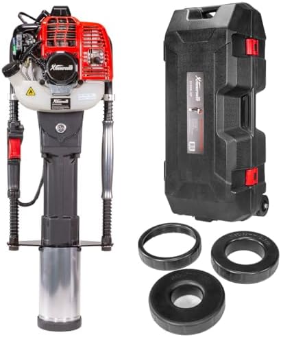 XtremepowerUS 52cc Gas Fence Post Driver, Heavy-Duty 2-Stroke Gasoline T-Post Driver with Carrying Case, Portable Pile Driver for Fence Posts