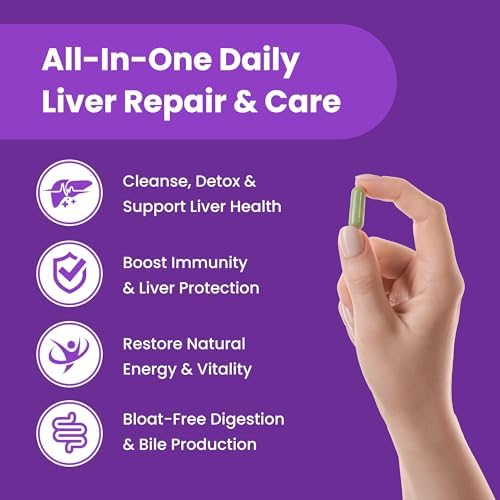 NutraChamps Liver Cleanse Detox & Repair Formula, 20+ Herbs: Milk Thistle Extract with Silymarin, Artichoke, Dandelion, Chicory Root Powder