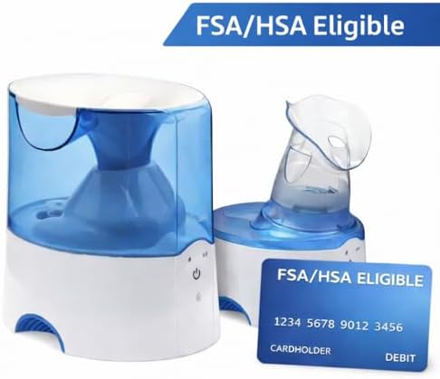 Crane Steam Inhaler & Warm Mist Humidifier, 0.5 Gallon, Humidifier FSA Eligible, Blue & White, Ideal Humidifiers for Bedroom, Sinus Inhaler