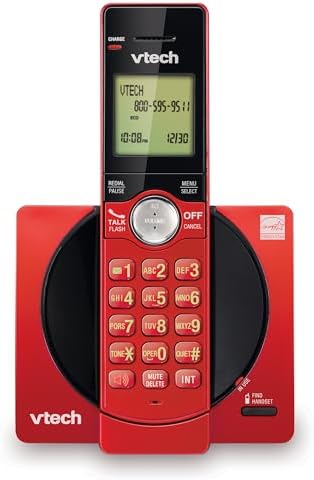 VTech CS6919-16 DECT 6.0 Cordless Phone, Red - Caller ID/Call Waiting (Stores 30 Calls), Backlit Keypad & Display, Full Duplex Handset Speakerphone, Wall Mountable