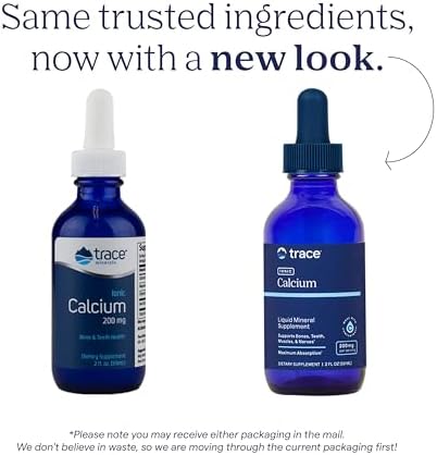 Trace Minerals Liquid Ionic Calcium Supplement, 200mg, 59ml, 2 fl oz | Supports bones, nerves, and muscles, 70+ trace minerals