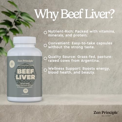 Zen Principle Ultra-Pure Desiccated Beef Liver, Grass-Fed & Finished New Zealand, No Hormones or GMOs, Natural Energy & Workout Support with Iron