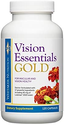 Dr. Whitaker's Vision Essentials Gold with Lutein, Zeaxanthin and Taurine | 120 Capsules | Macular and Eye Health Supplement