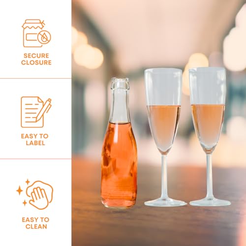 187 ml Clear Champagne Bottles, 24 per case | Empty Wine Bottles for homebrew, mead and Champagne | Fits #7 Corks