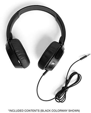 Skullcandy Riff On-Ear Wired Headphones with 3.5mm AUX Plug - Black | Travel Ready with 3.5mm Wired Connection, Built-In Microphone, Foldable Lightweight Comfortable Design, Durable Headband