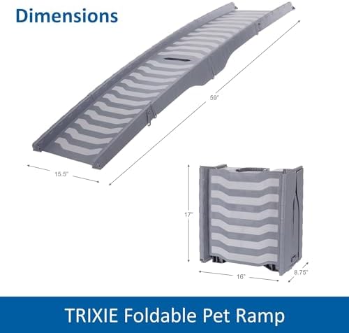 Trixie Folding Pet Ramp, Black | Folding Dog Ramp with High Traction Surface, Ideal for Cars and SUVs, Foldable, Easy to Store and Clean