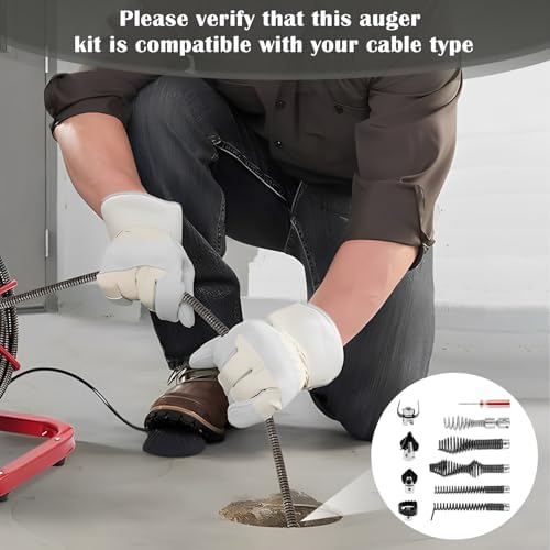10Pcs Drain Snake Drill Attachment Set for K-400 C-4 C-6, Drain Auger Cutter Kit, High Carbon Steel Drain Cable Cutter and Auger Set for Clog Removal