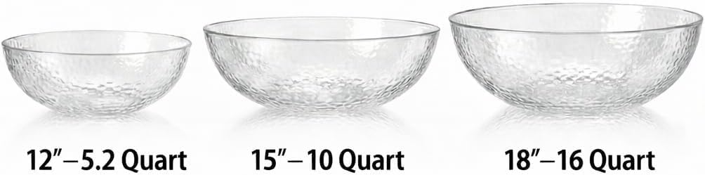 Lillian Collection Stunning Clear Plastic Round Hammered Bowl - 12" (1 Pc.) - Unique Textured Design - Perfect for Parties & Displays