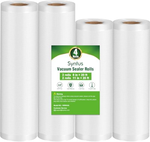 Syntus Vacuum Sealer Bags for Food, 3 Rolls 11" x 20' and 3 Rolls 8" x 20'