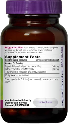 Oregon's Wild Harvest Eyes Love Lutein™ Capsules, Non-GMO Organic Herbal Supplements, 60 Count