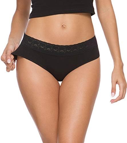 Wealurre Underwear Women Cotton Lace Waisted Bikini Panties 5-Pack