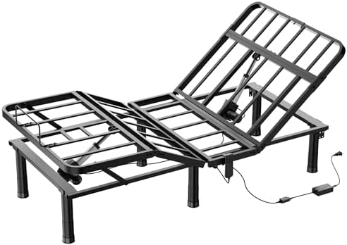 SunsGrove Twin XL Adjustable Bed Frame, Wired Remote Control, Independent Head and Foot Incline, Electric Bed Frame Base