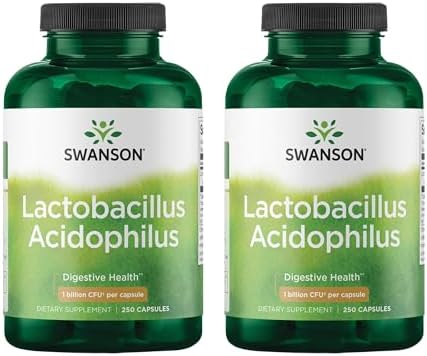 Swanson Lactobacillus Acidophilus Probiotic for Adults Seeking Daily Digestive and Bowel Health Support with 1 Billion CFU - Acid-Resistant (250 Capsules, 3 Pack)