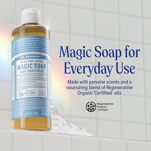 Dr. Bronner's Baby Unscented Pure-Castile Liquid Soap, No Fragrance, 16 oz, 2-Pack