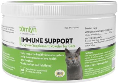 Tomlyn Immune Support Daily L-Lysine Supplement, Fish-Flavored Lysine Powder for Cats and Kittens, 3.5oz