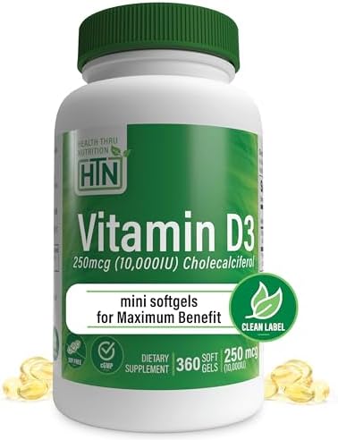 Health Thru Nutrition Vitamin D3 2000iu - 50 mcg 365 Mini Softgels | Vitamin D Supplement as Cholecalciferol | Immune Health Support | 3rd Party Tested | Non-GMO USP Grade in Organic EVOO