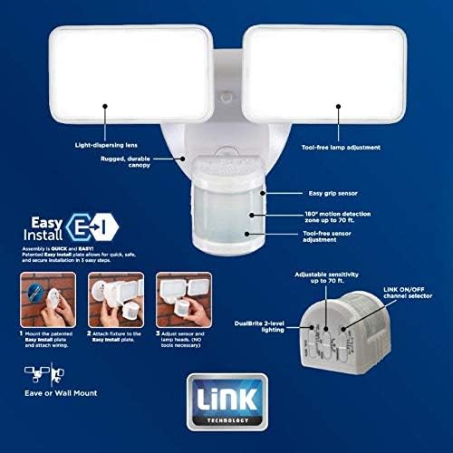 Heath/Zenith HZ-5835-BZ-H 180 Degree Motion Activated LED Security Light with Link Technology