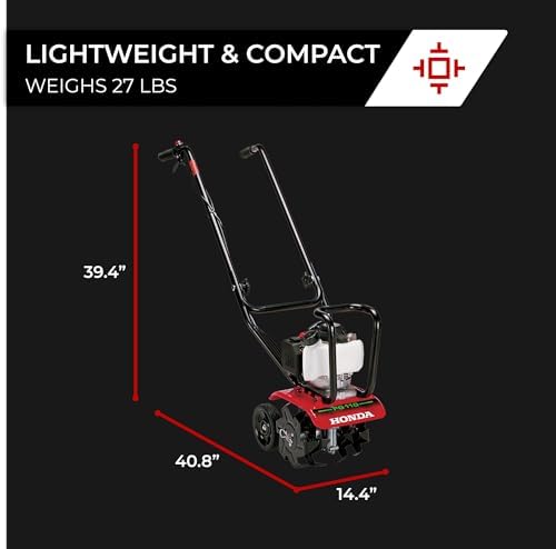 Honda FG110 Mini Tiller Cultivator (FG110KiAT) | 6- to 9-Inch Tilling Width, Break New Ground or Prep Soil, Gas Engine, Adjustable Depth Bar