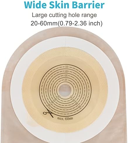 20 PCS Colostomy Bags, Ostomy Supplies,One Piece Drainable Ostomy Pouch with Hook and Loop Closure for Ileostomy Stoma Care, 15mm-60mm Cut to Fit