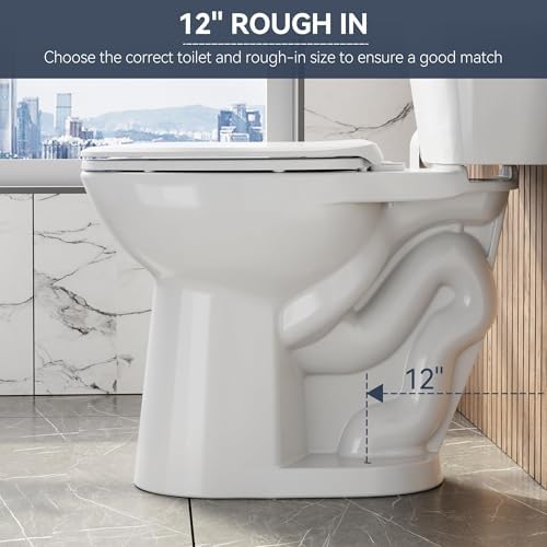 Two Piece Toilet, ADA Height, Elongated Toilet Seat, 1.28 GPF Water Efficient, Side Push Handle, CUPC Certified, Modern Bathroom Toilet