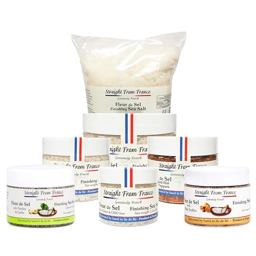 Straight from France Genuinely French Fleur De Sel Flaky Sea Salt | Finishing salt rich in minerals & electrolytes, flaky sea salt for baking and seasoning dishes, hand harvested, 1.5oz jar