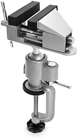 QWORK 3" Universal Tabletop Clamp Vice Tilts Rotate 360°, Portable Work Bench Vise for Drilling, Woodworking,Jewelry Making, Mental working