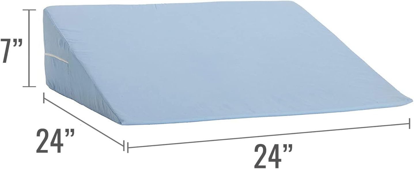 DMI Bed Wedge Pillow and Triangle Wedge with Elevated Incline for Neck Pain, Headaches, Shoulders, Back Pain, Foot Support, Knee Pain or Restless Leg Syndrome, 24x24x12 inches, White (Pack of 1)