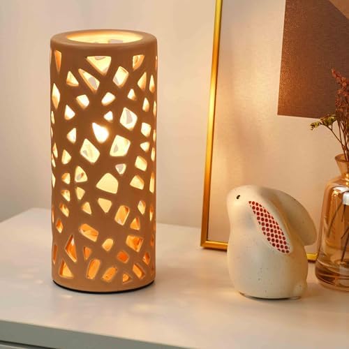 Nave Small Modern Terracotta Ceramic Table Lamp, Kids Night Nursery Table Lamp, 3.14H7.48IN, Bulb Excluded, Terracotta Carving Bird Nest
