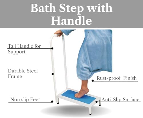 Bath Step with Handle Non Slip Surface Sturdy Aid Bathroom