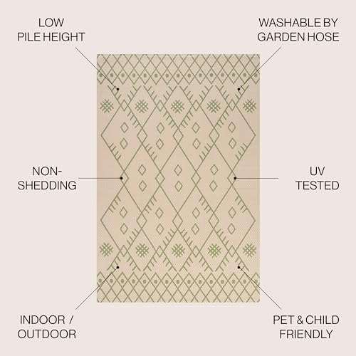 JONATHAN Y Boho Moroccan Indoor Outdoor Area Rug 3X5 Ivory/Navy, Casual for Backyard, Patio, Porch, Easy-Cleaning, High Traffic, Pet-Friendly