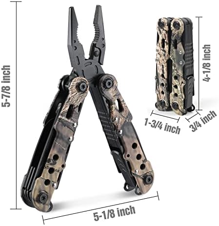MOSSY OAK 13 in 1 Multi-tool - Multi Function Pliers | Folding Pocket Tool with Sheath, Camo - Portable Pocket Knife for Outdoors, Survival, Camping