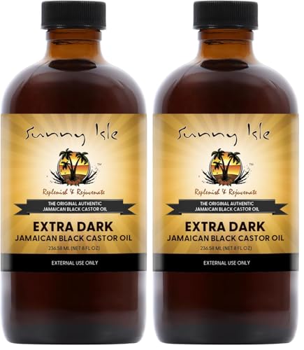 Sunny Isle Extra Dark Jamaican Black Castor Oil 8oz | Hair, Scalp, Skin | Richer Thicker Moisturizing Oil for Hair Growth, Dry Scalp, Damaged Hair Repair, Edges, Eyebrows, Eyelashes, Unscented