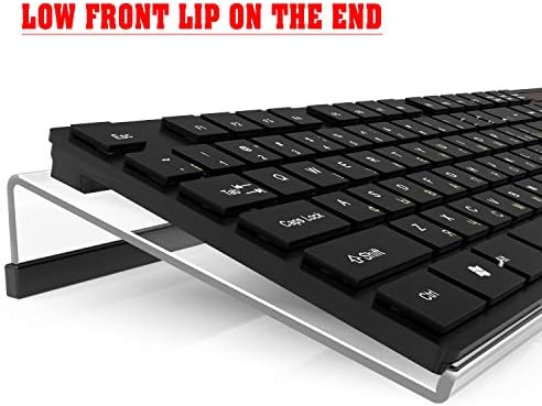 KOTEMON Acrylic Tilted Computer Keyboard Stand for Ergonomic Typing, Keyboard Tray Holder with Silicone Non-Slip Case, Black