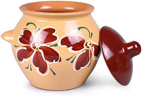 Stoneware Ramekin (Set of 2) - Clay Pots for Cooking (Beige)