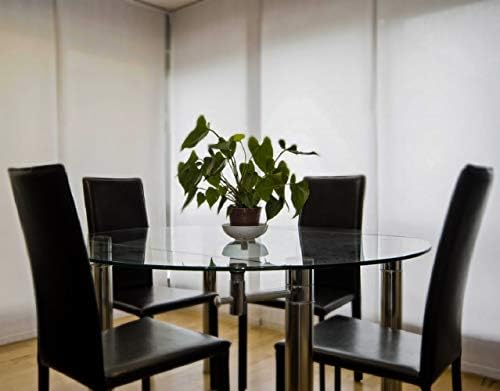 Round Clear Tempered Glass Table Top 60 Inch with 1/4 Inch Thick Flat Polished Edge w/ 2" Hole