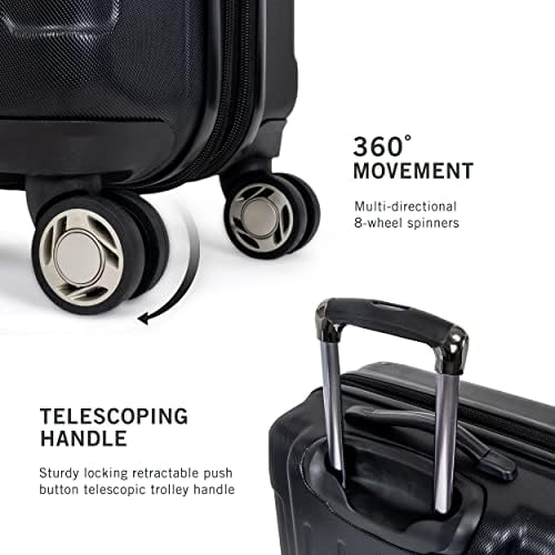 Kenneth Cole REACTION Renegade Luggage Expandable 8-Wheel Spinner Lightweight Hardside Suitcase, Champagne, 20-Inch Carry On