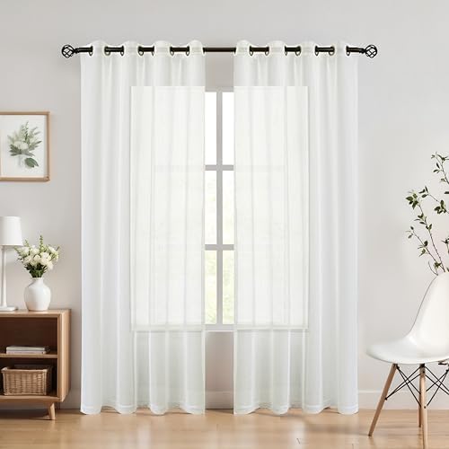 Randall Off White Sheer Open Weave Curtain for Living Room 2 Panels,72"