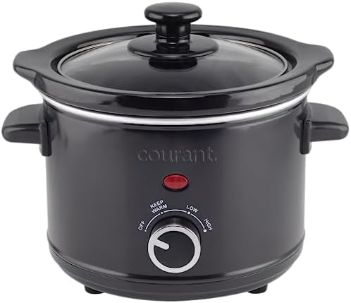 Courant Slow Cooker 5.5 Quart Crock, with Easy Cooking Options, Dishwasher Safe Pot and Glass Lid, Matte Black