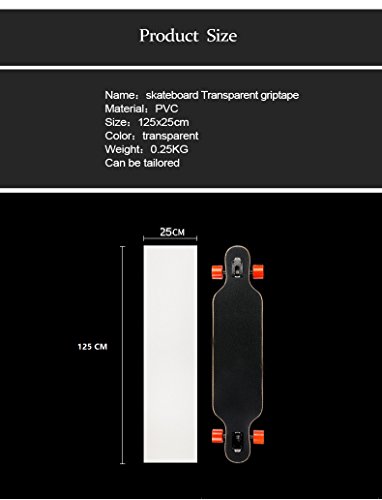 ZUEXT 11" x 50" Clear Skateboard Grip Tape (125x27cm) | Waterproof, Anti Slip Bubble Free, Transparent