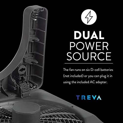 Treva 10 in Portable Desktop Battery Fan 2-Speed with AC Adapter Graphite | Yes