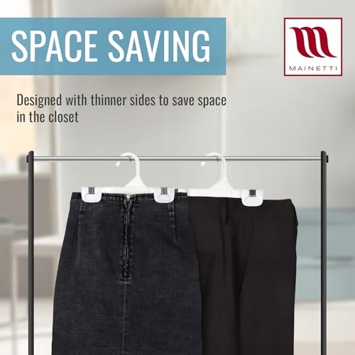Mainetti 8in White Kids Pants Hangers with Non-Slip Clips (100 Pack)