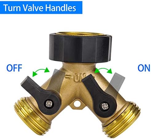 3 Pack Hose Splitter, 2 Way Brass Garden Hose Y Valve Connector Adapter